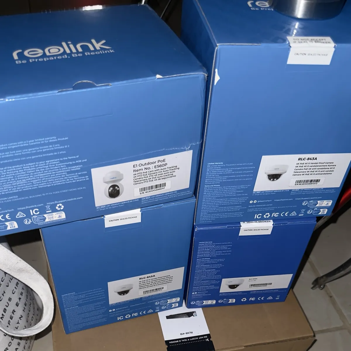 Reolink 4K PoE cameras and network video recorder staged for install