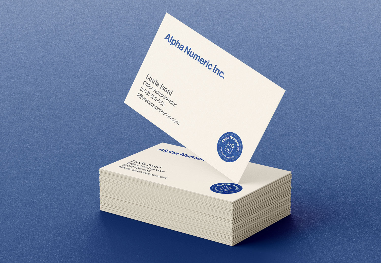 Alpha Numeric Inc. business cards mockup