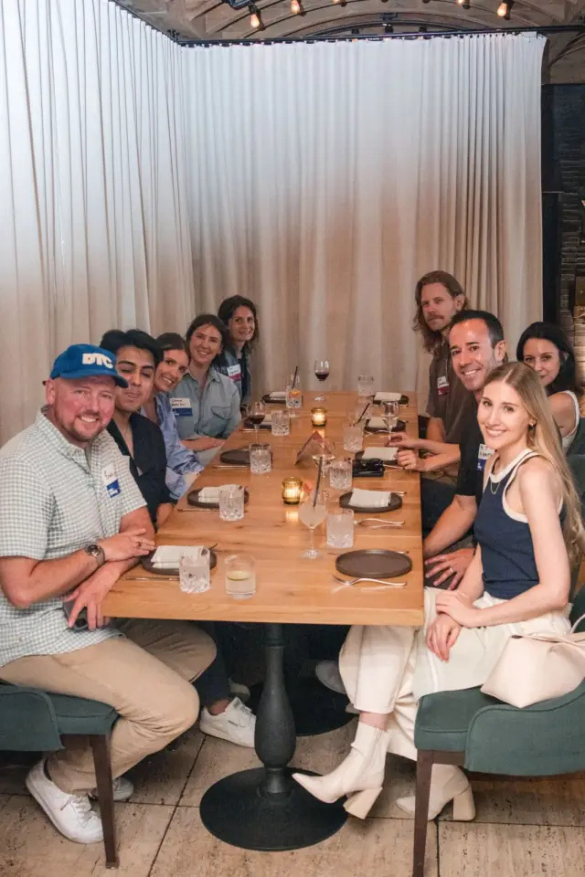 Founders around the long table at DTC Dines Austin