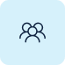 Icon of three stylized human figures grouped together representing a team or community.