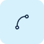 An icon of a black dashed arrow making a curved path from bottom left to top right.