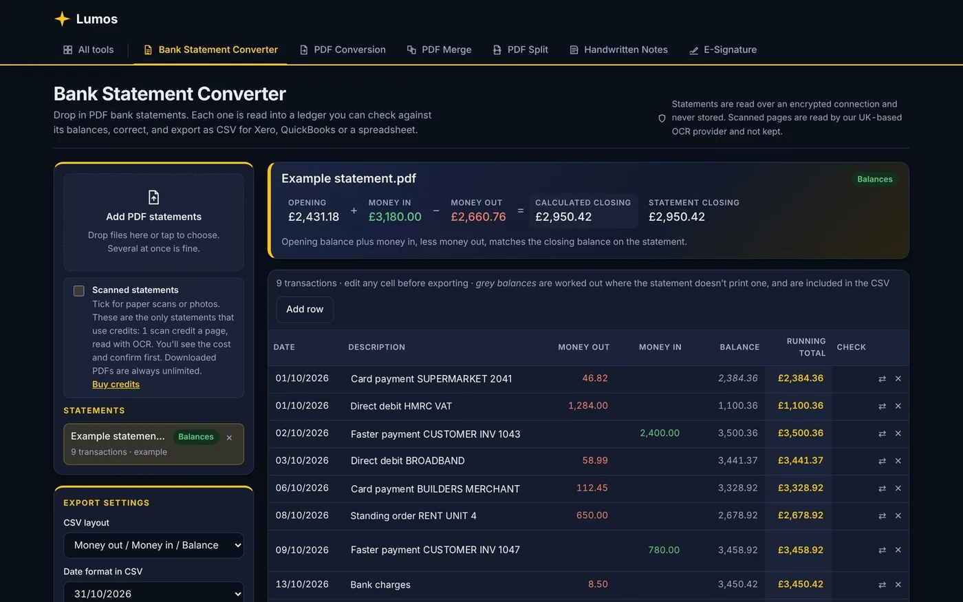 Lumos online tool screen designed by Bright Spark