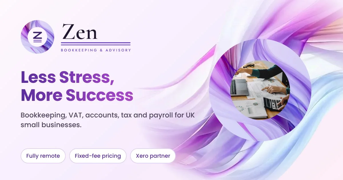 Zen Bookkeeping & Advisory website home page designed by Bright Spark