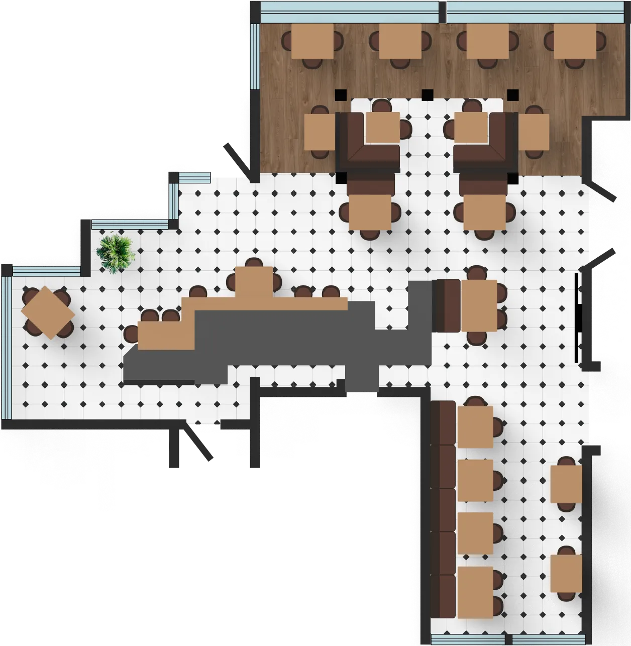Grundriss des Restaurants vom Kaspers Bistro