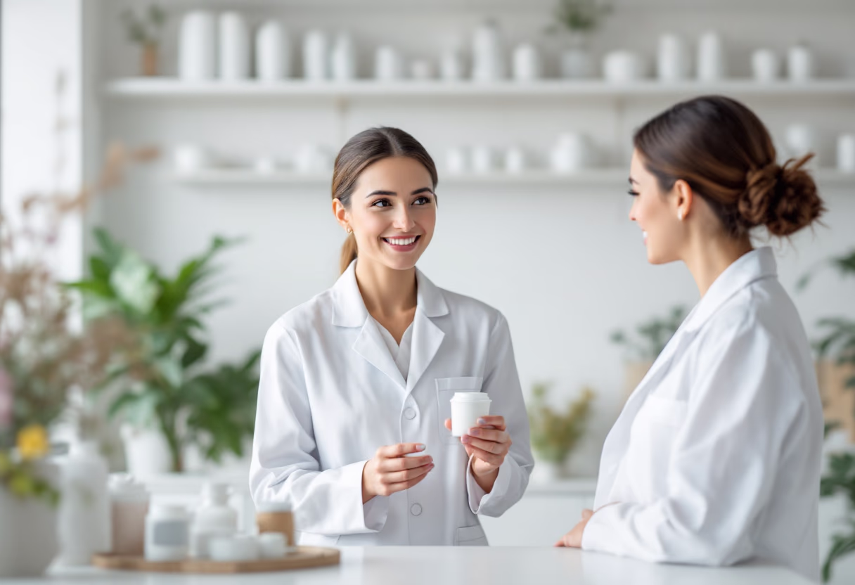 image of pharmacist consulting a customer