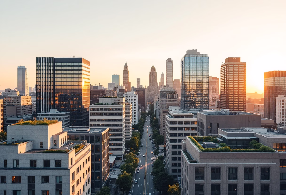 [background image] of downtown area (for a roofing contractor)