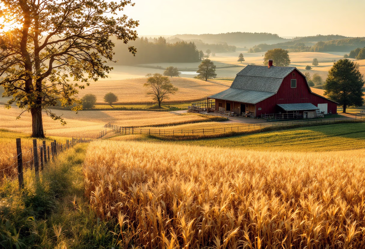 image of a serene farmland scene for a travel agency