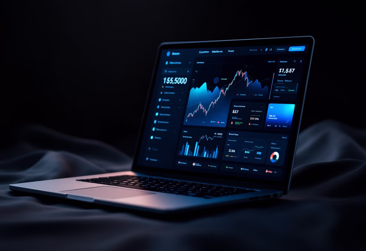 [digital project] image of cryptocurrency market trends on a laptop screen
