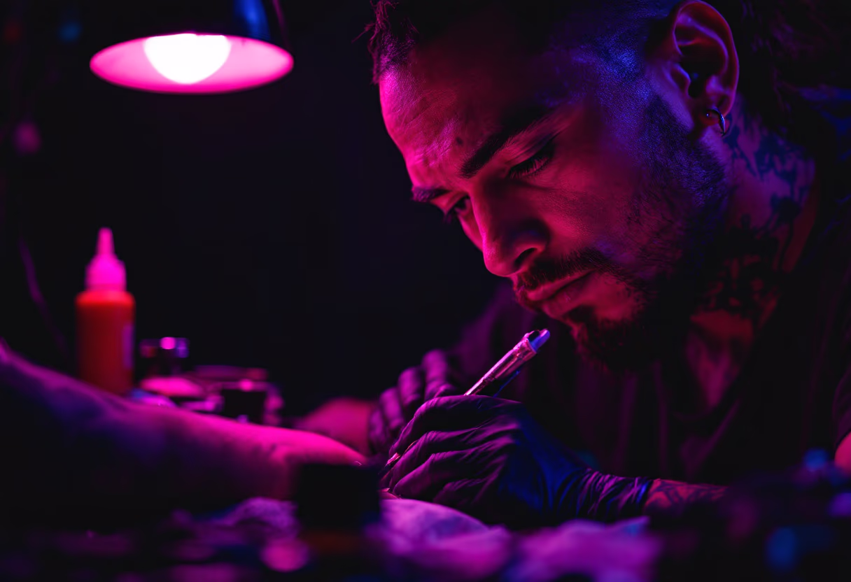 image of artist creating a tattoo