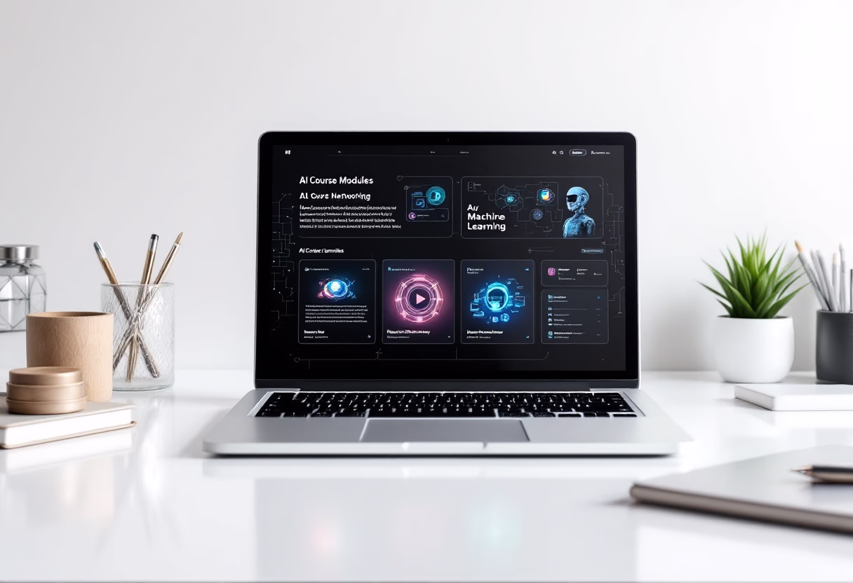 image of ai course modules on screen