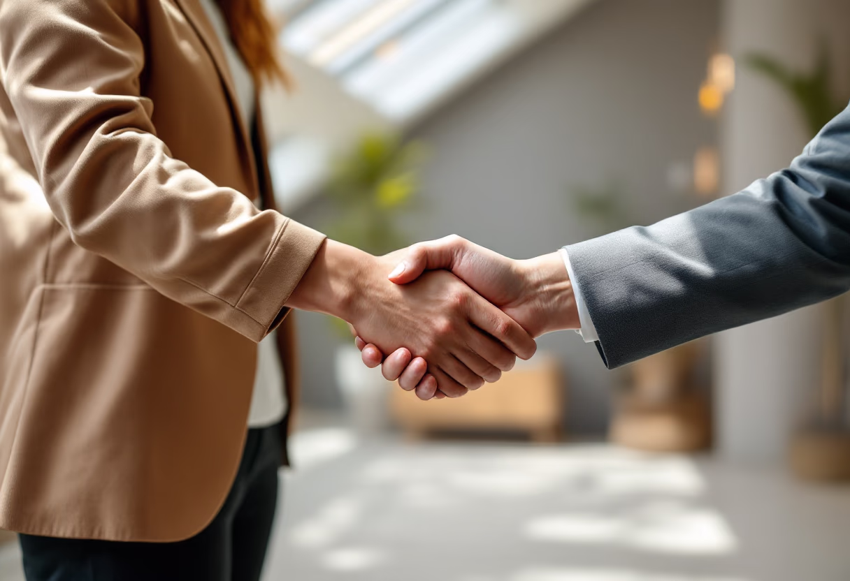 image of handshake over contract for property management company
