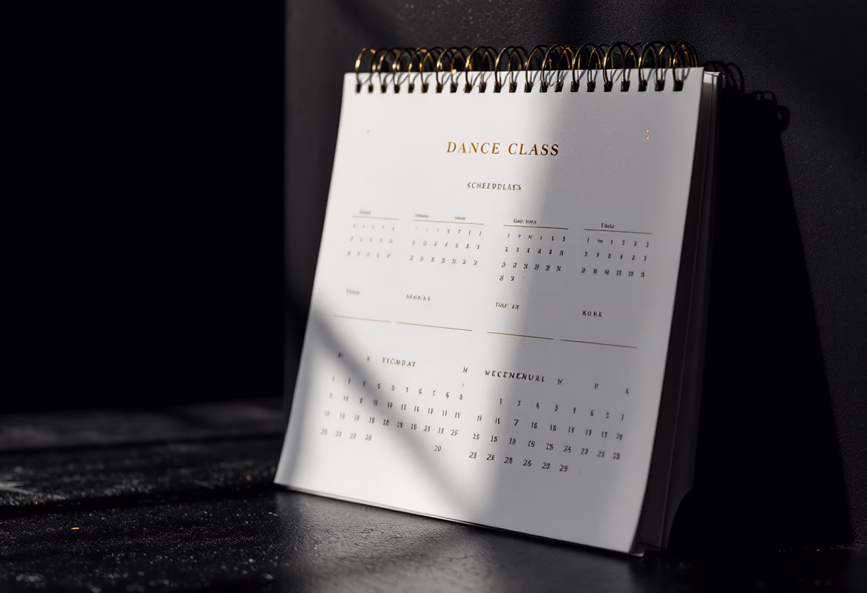 [background image] image of a calendar with dance class schedules (for a dance studio)