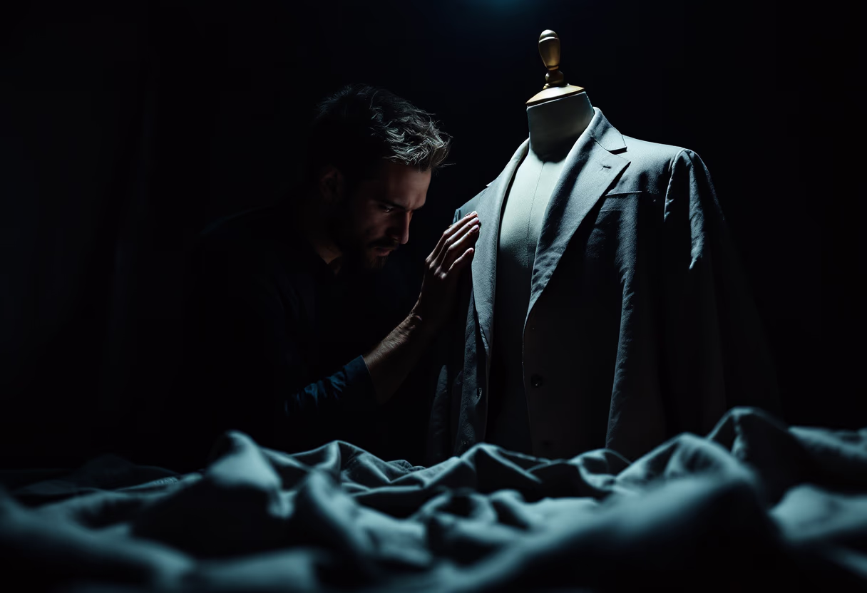 image of a tailor adjusting a dress on a mannequin