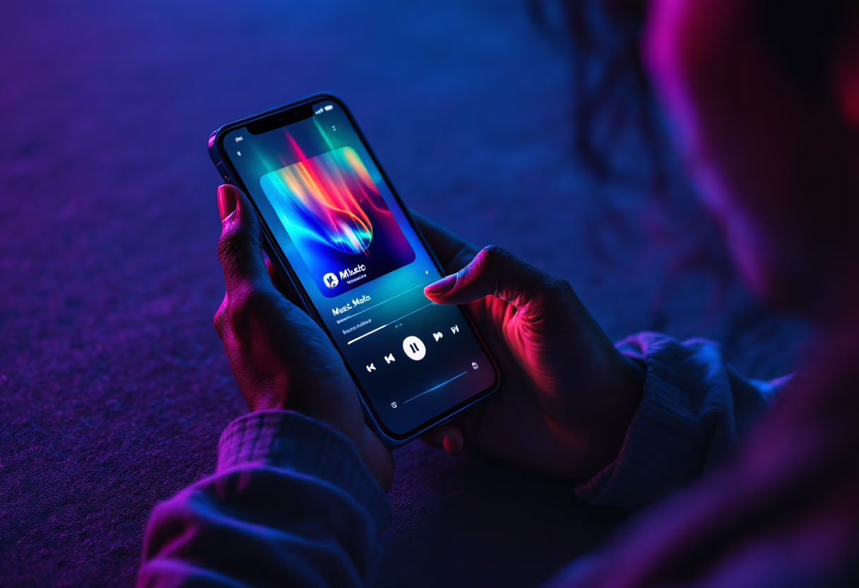 image of music streaming on mobile device