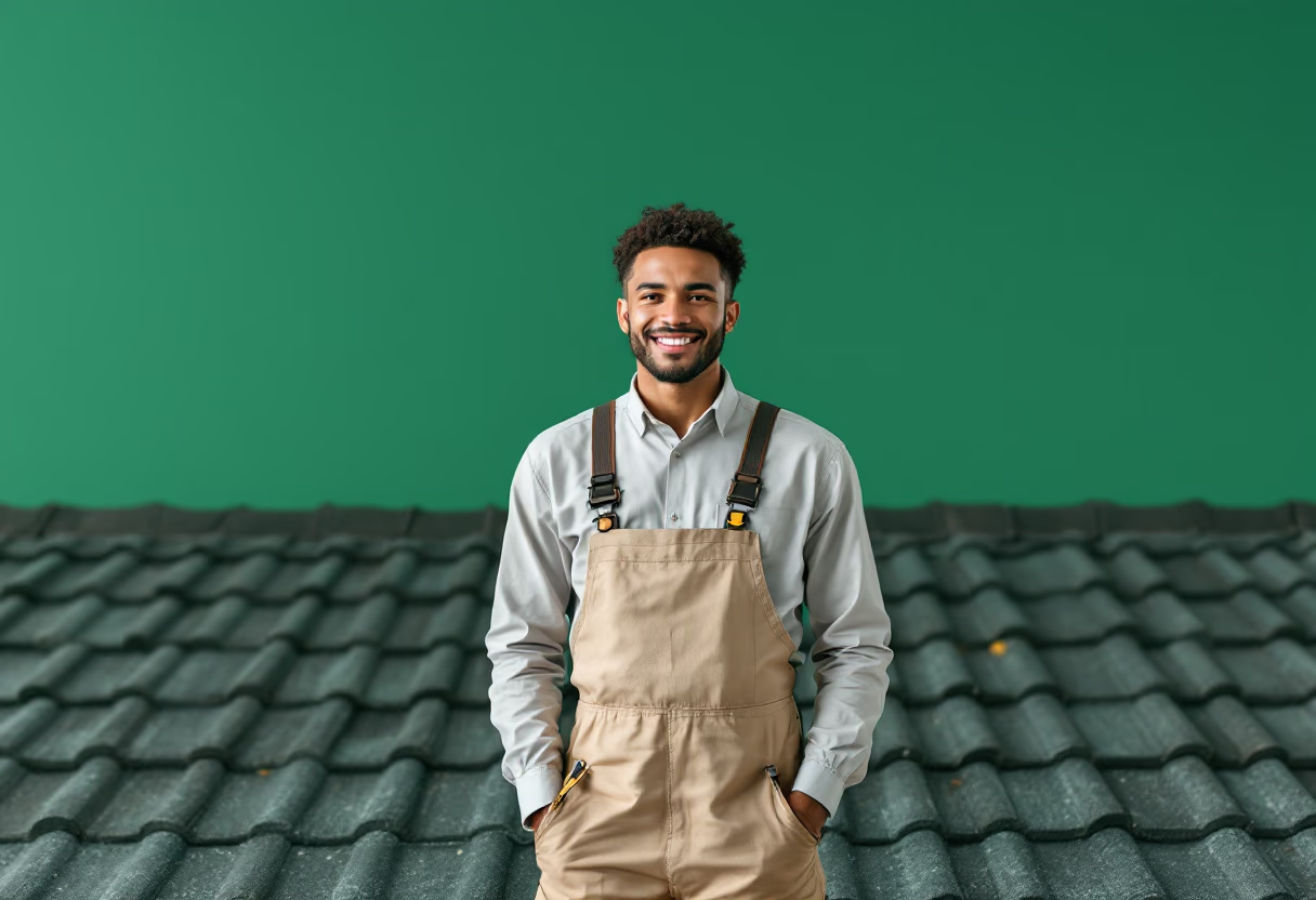 image of contractor on rooftop