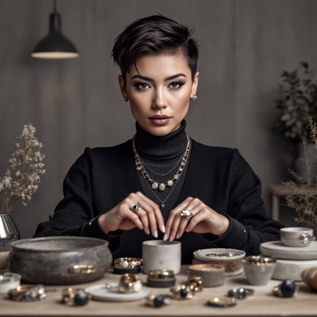 [team] image of designer in studio (for a jewelry store)