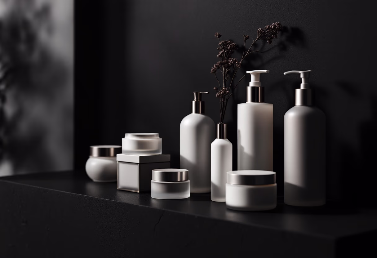 [background image] of retail setting (for a beauty product)