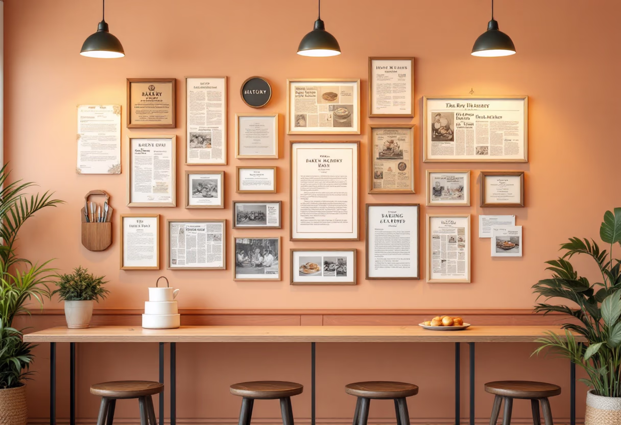 [background image] image of bakery's history wall