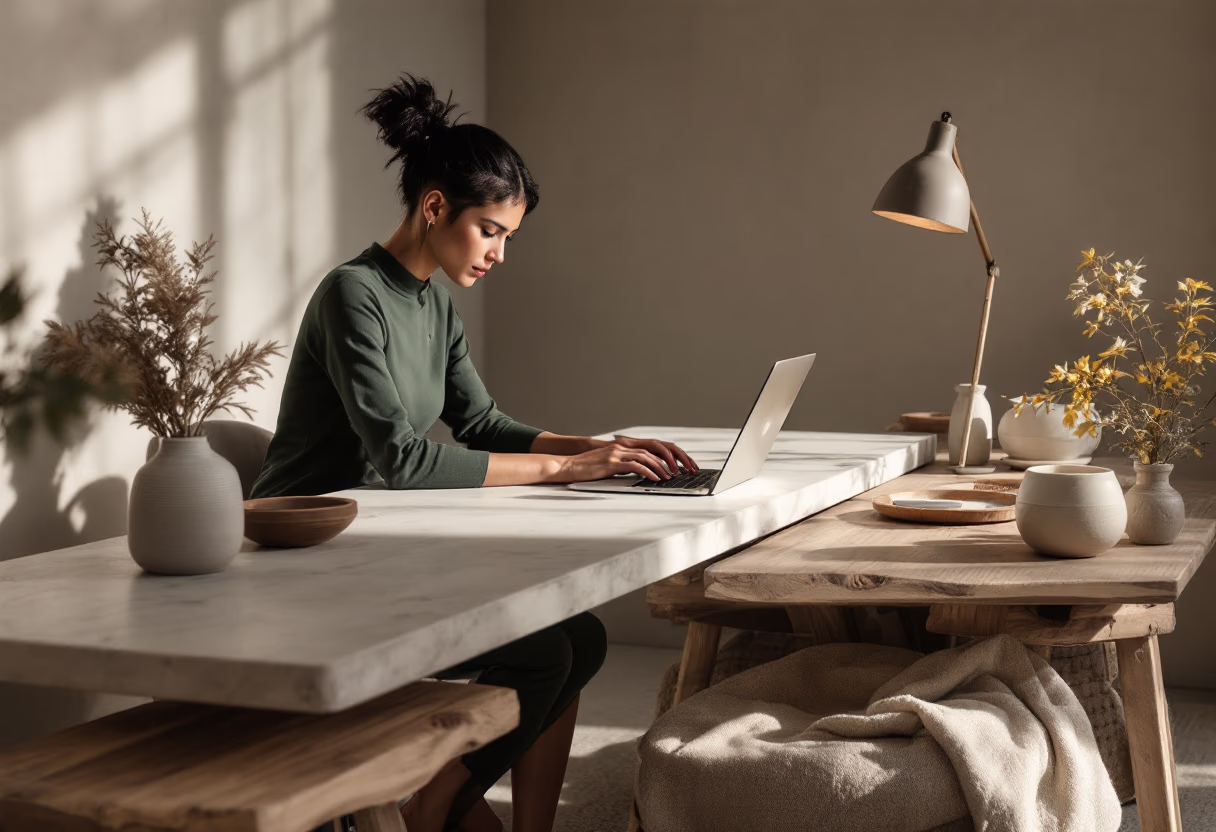 image of an individual typing on a laptop (for a productivity tools business)