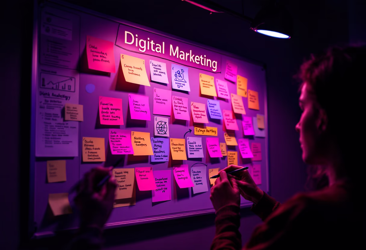<subject>image of a digital marketing strategy board for a social media and communication</subject>