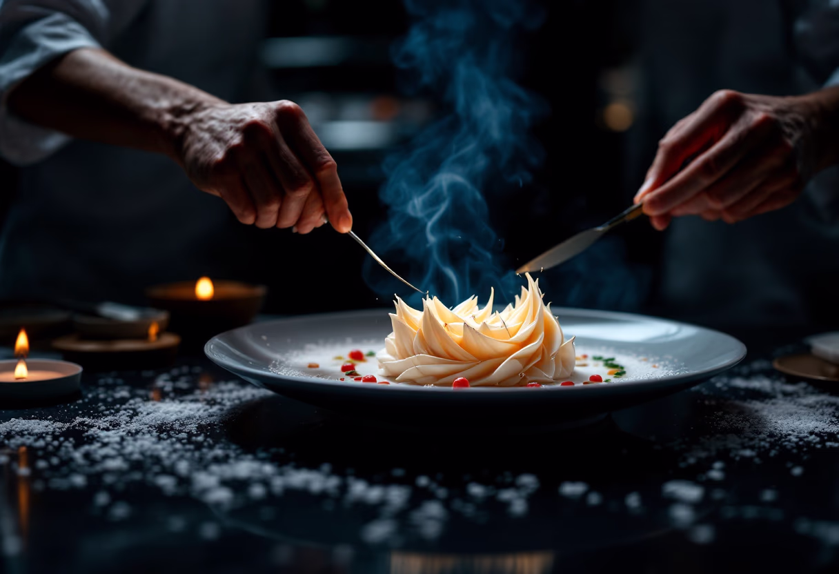 image of kitchen during service (for a fine dining restaurant)