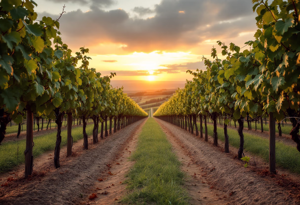[background image] image of vineyard at sunset (for a winery)