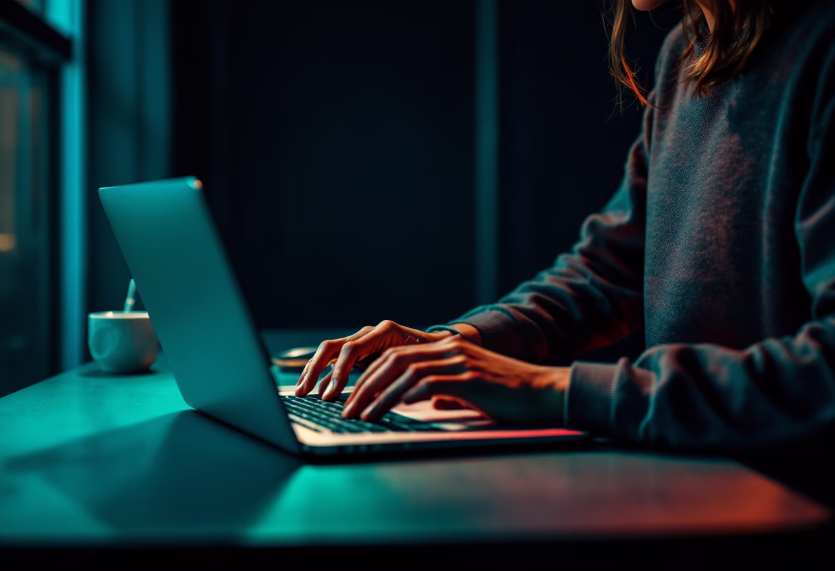 image of a person working on a computer in an office setting (for mobility and transportation)