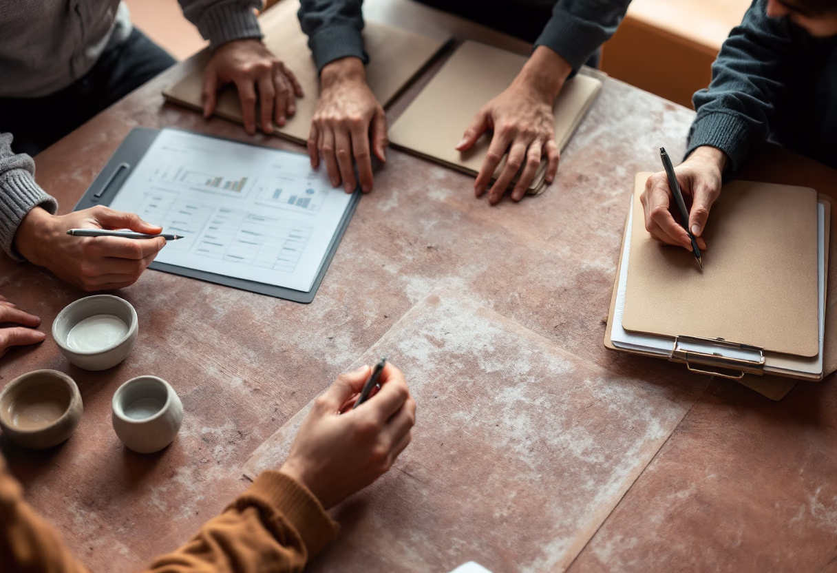 image of logistics planning session with focus on materials