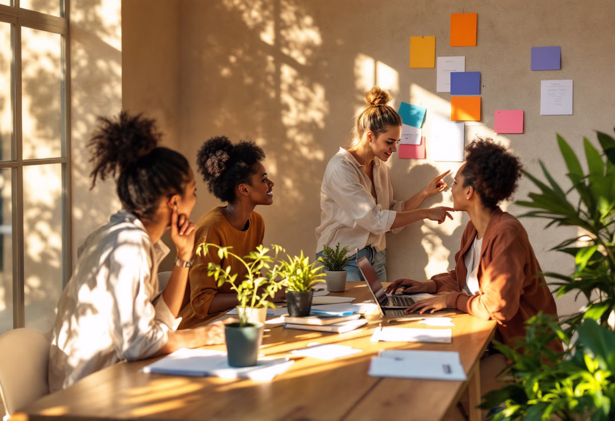 image of event coordination process in a beautiful sunlit office space