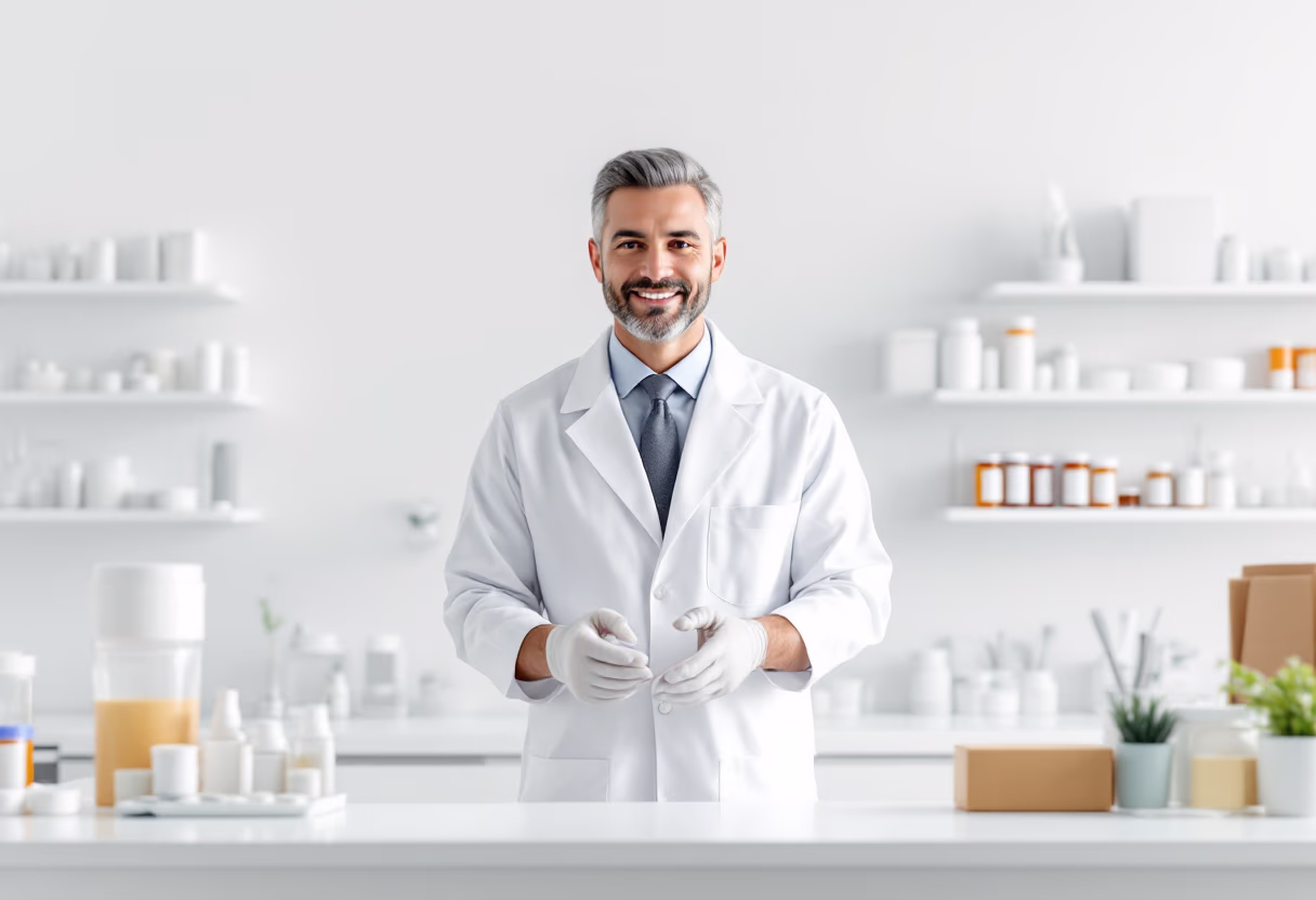 image of pharmacist preparing prescriptions