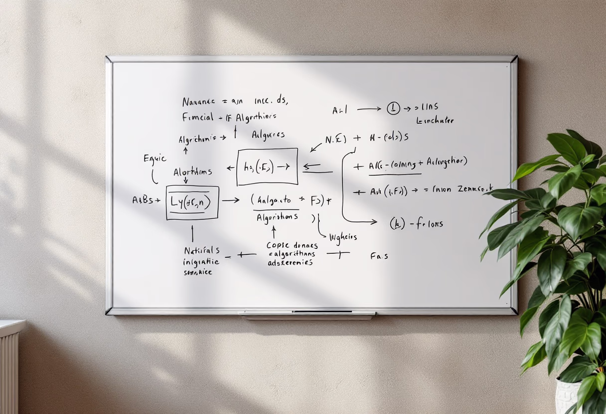 image of algorithm process on whiteboard