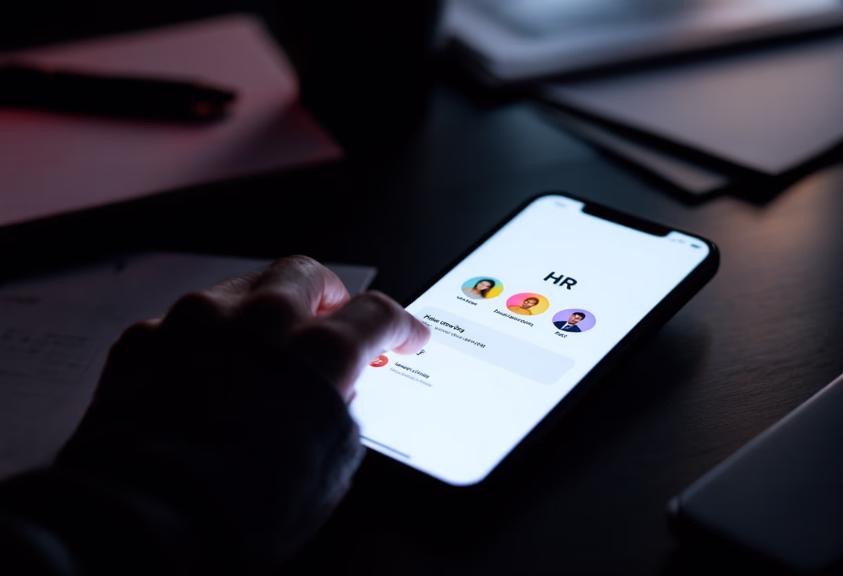 interface image of employee interacting with hr software