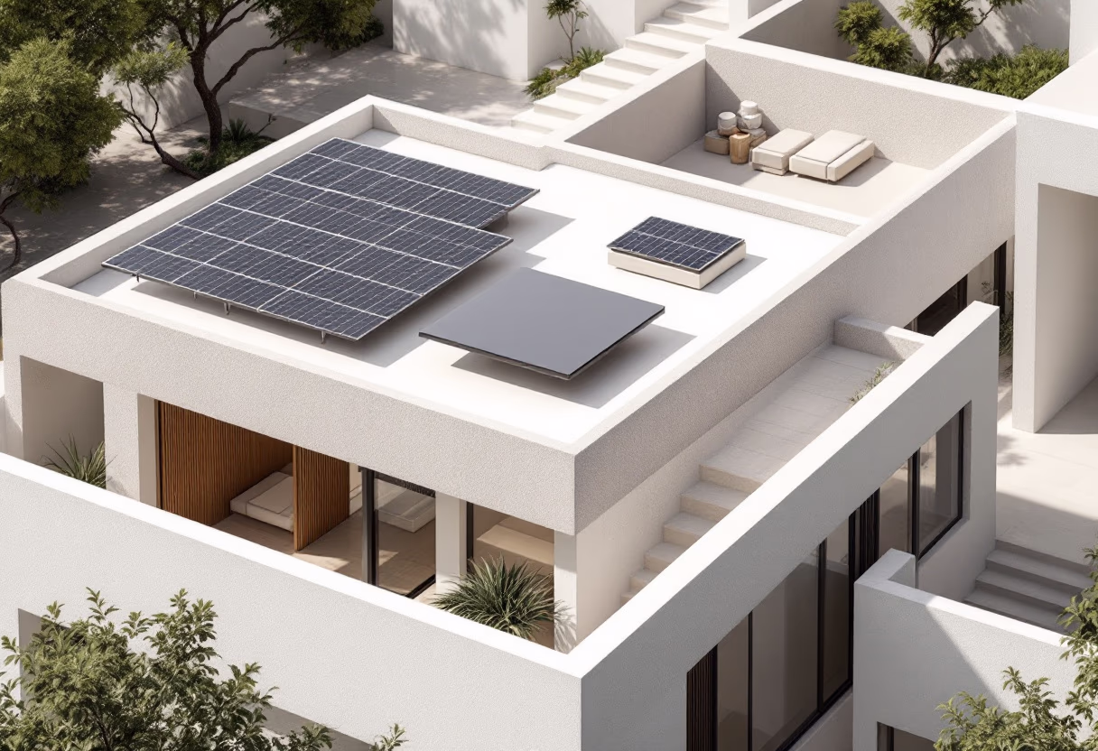 image of solar panels on rooftops