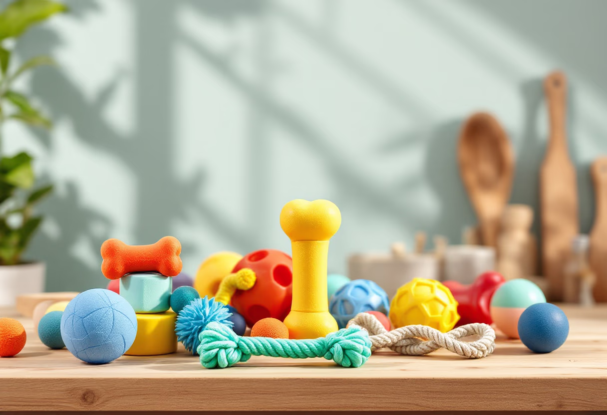 image of popular dog toy products (for a pet store)