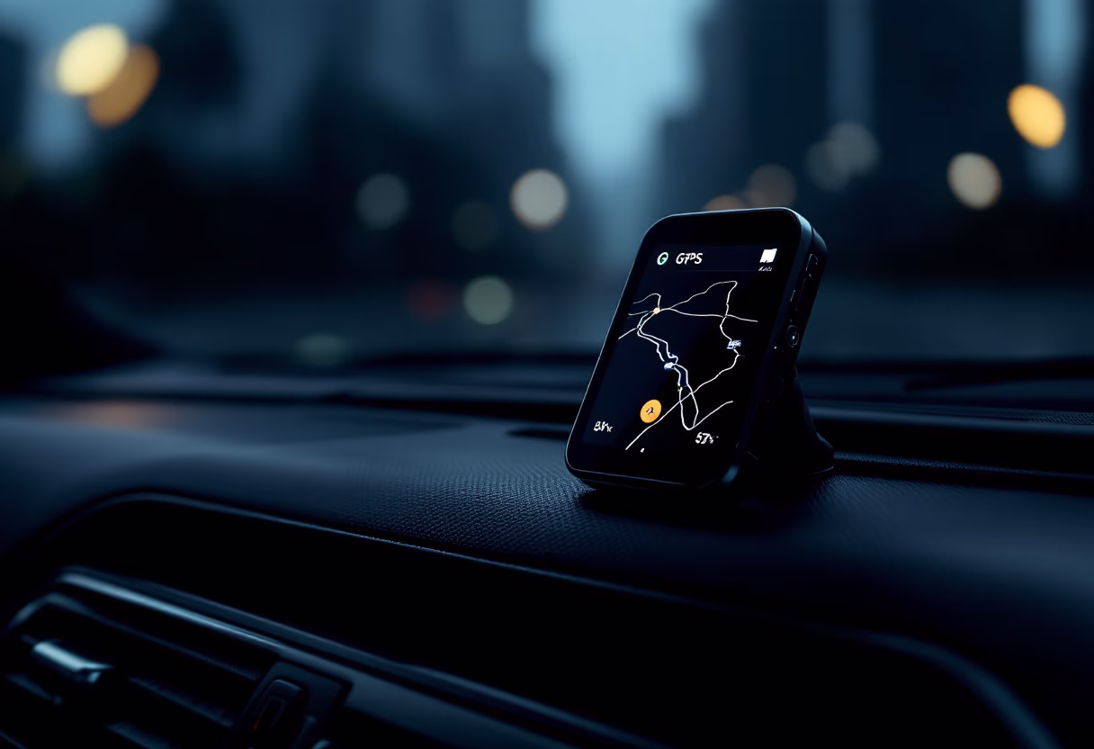 image of gps device in truck cab