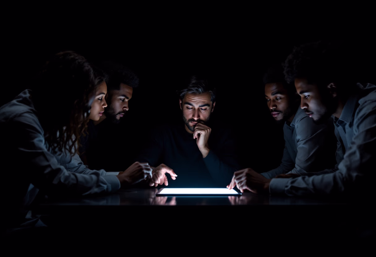 image of a teacher interacting with students using digital tools (for a edtech)