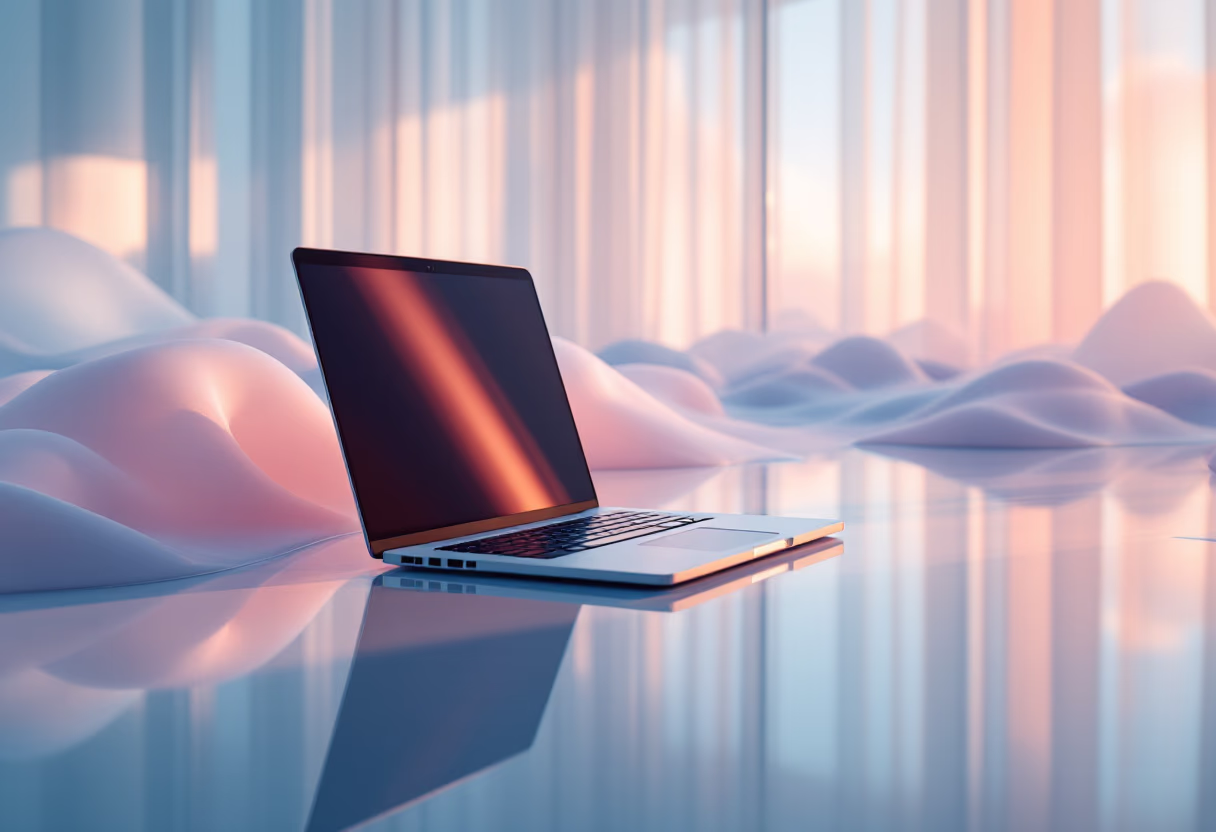 [background image] image of an open laptop in an office (for an ai healthcare company)