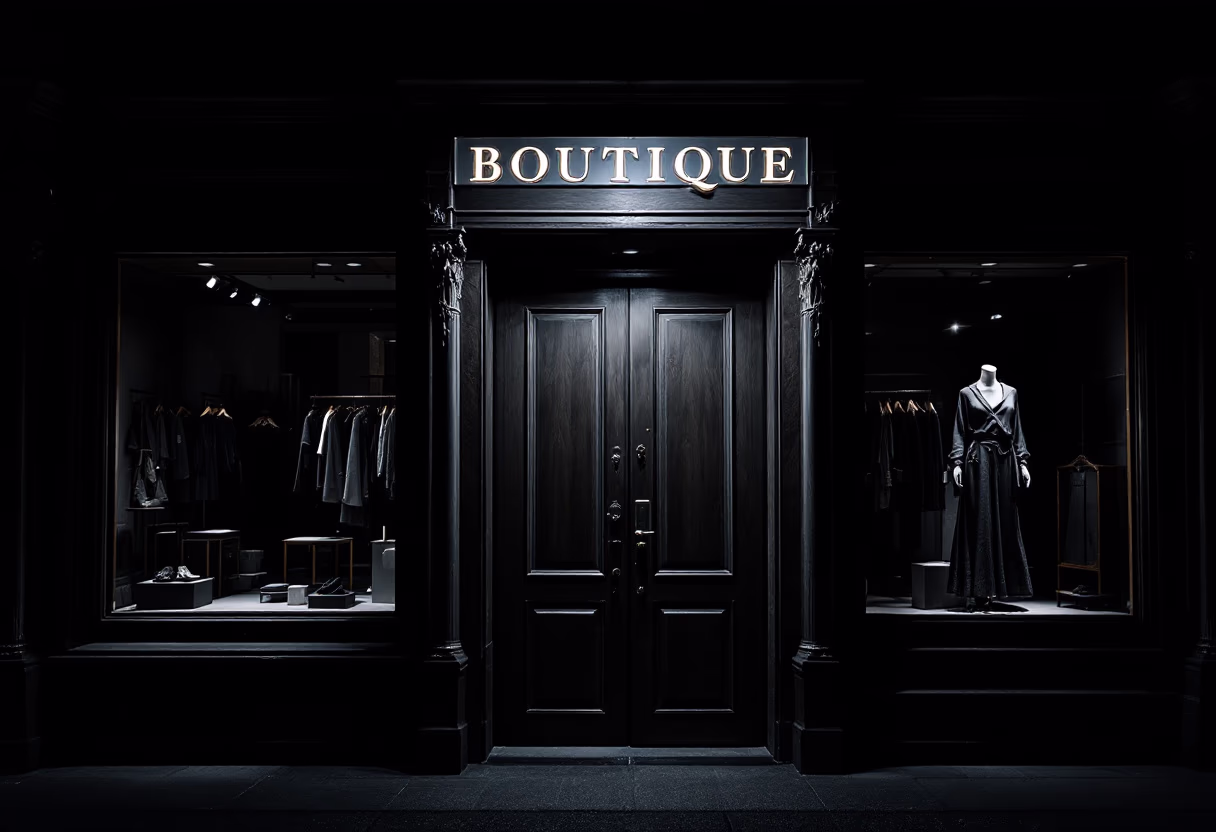 subject/scene: image of storefront (for a clothing boutique)