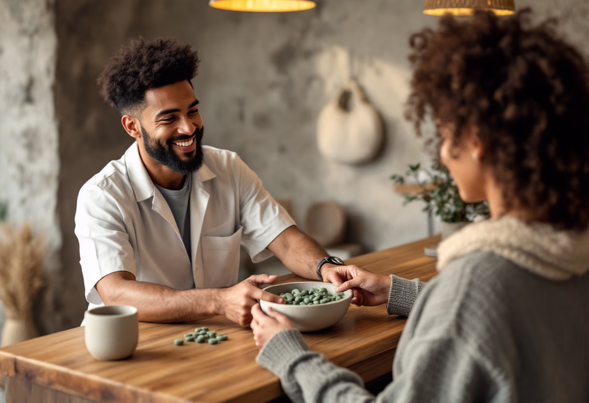 image of pharmacist consulting with a customer