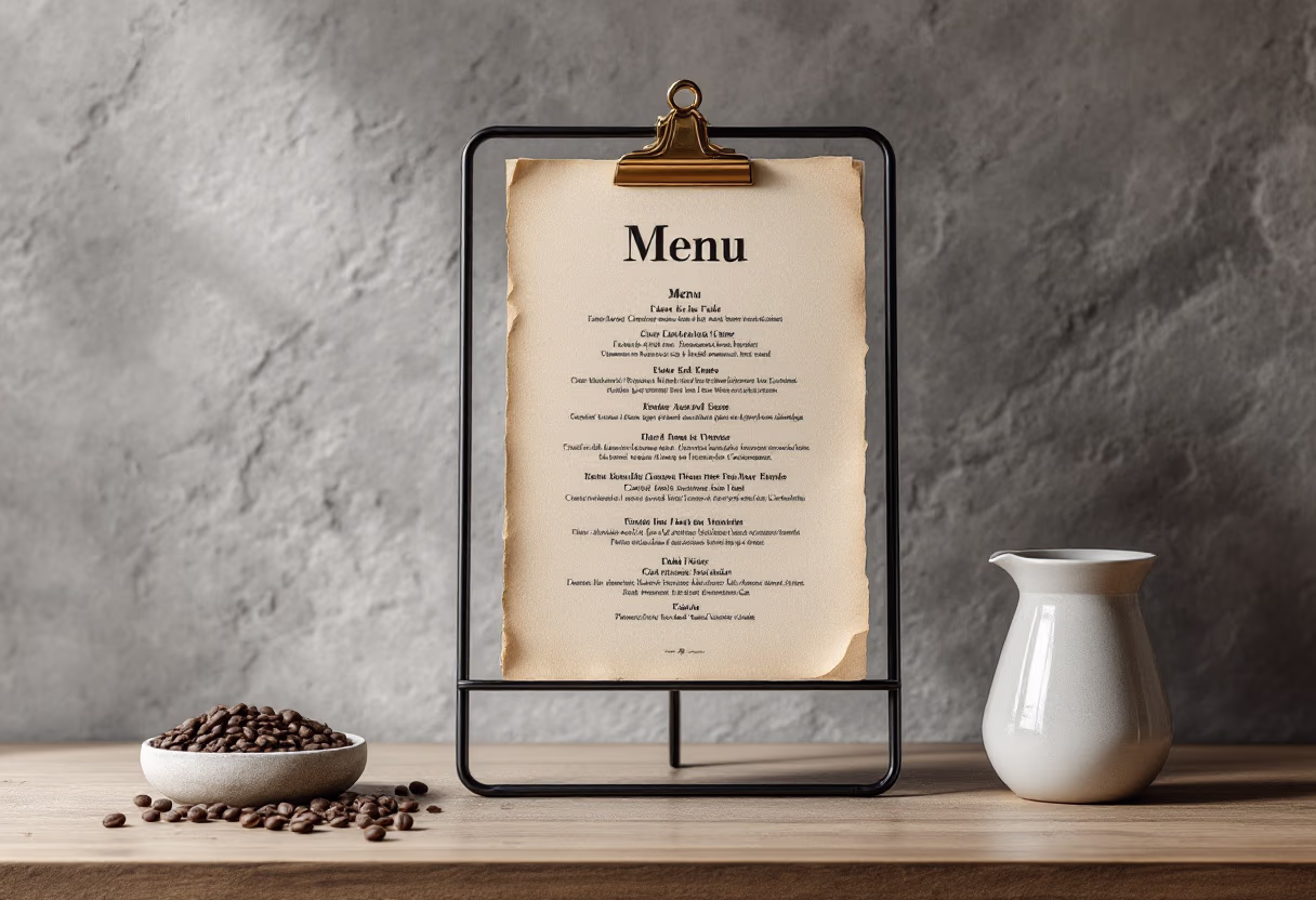 image of displayed menu (for a coffee shop & cafe)