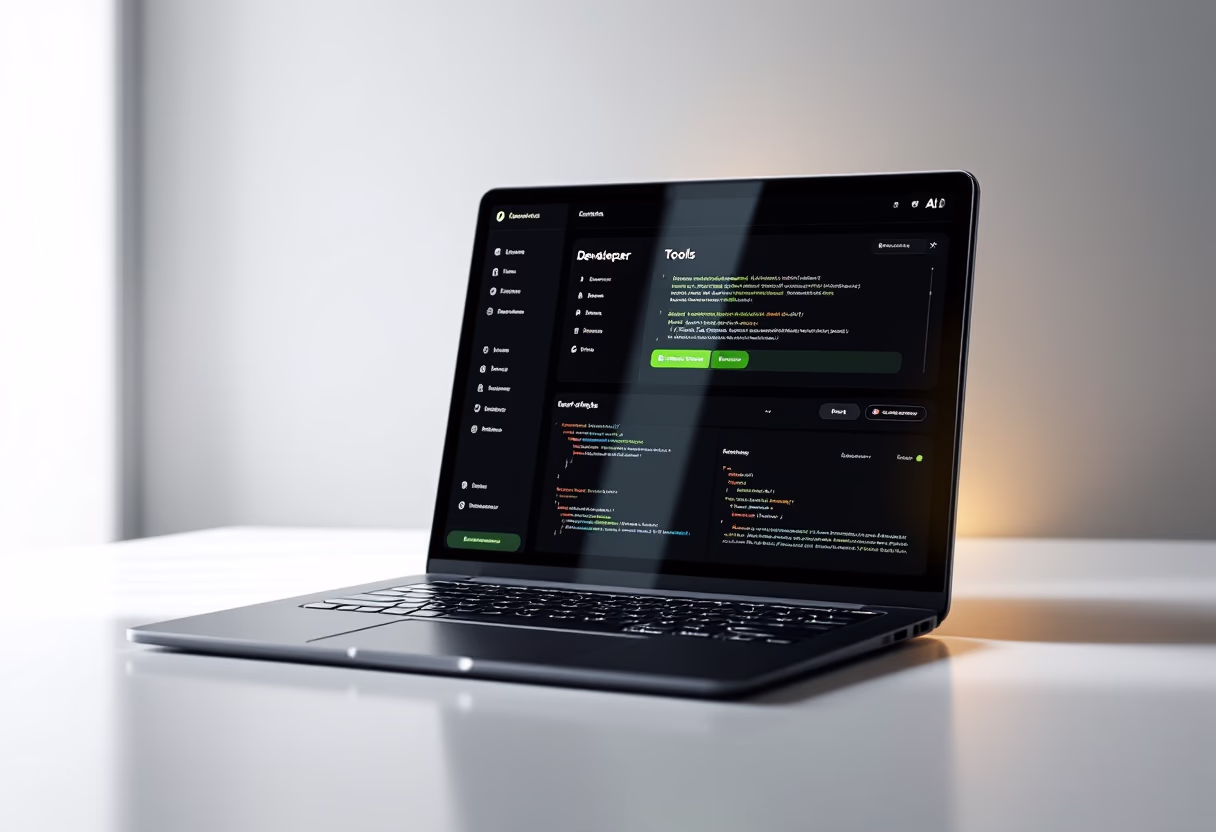 [interface] image of a laptop with software interface (for a ai developer tools)