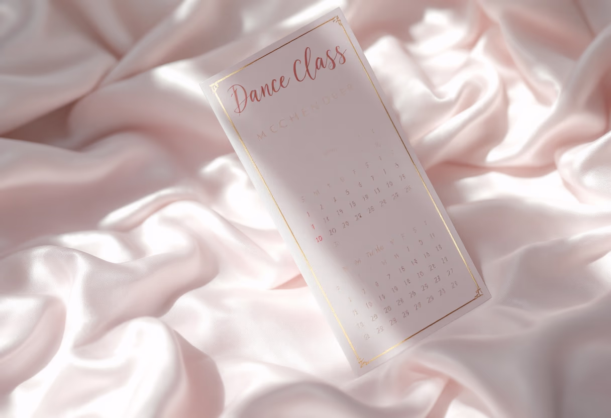 [background image] image of a calendar with dance class schedules (for a dance studio)