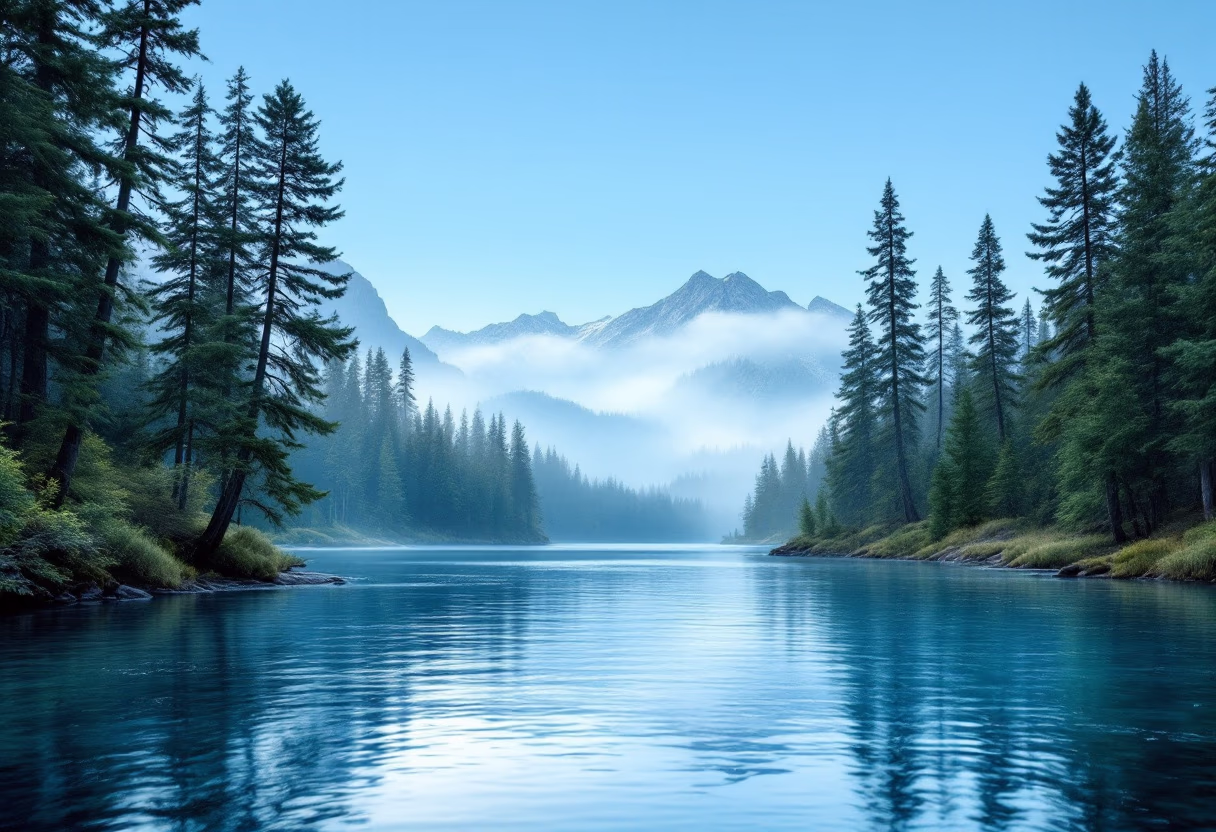 image of clean river running through a forest