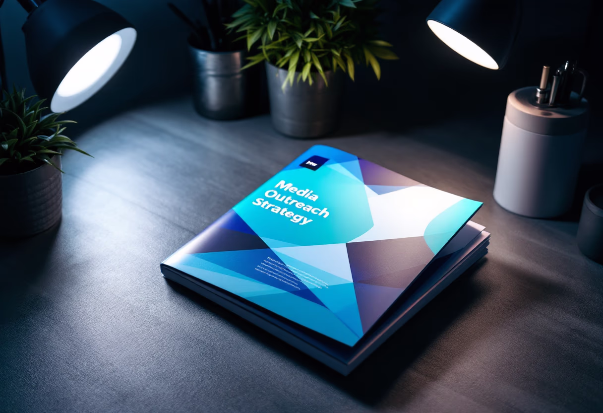 [digital project] printed media outreach brochure in office