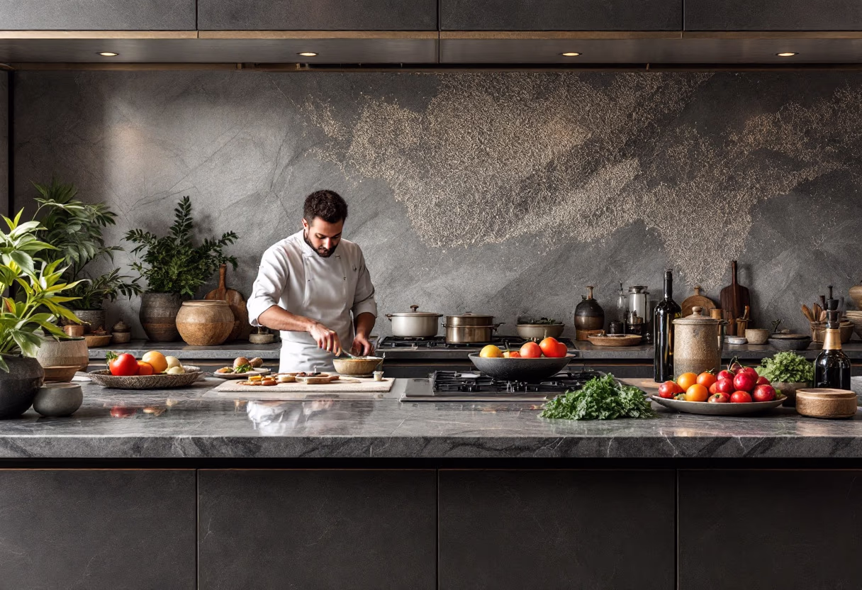 image of the kitchen in action (for an italian restaurant)