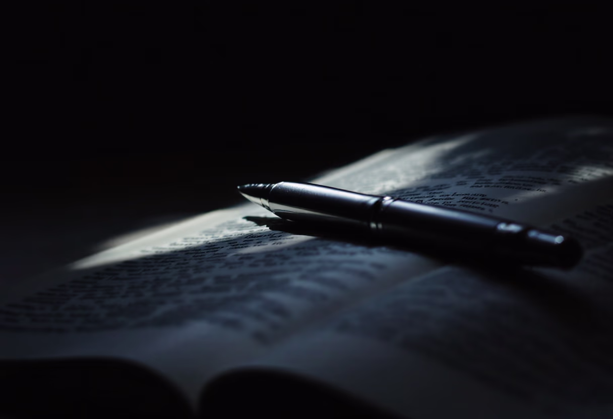 image of open book with pen for legal tech
