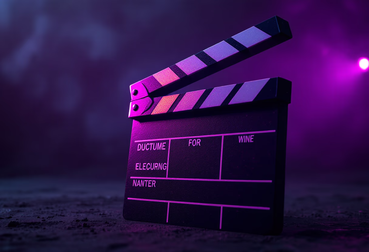 image of a clapboard on a film set