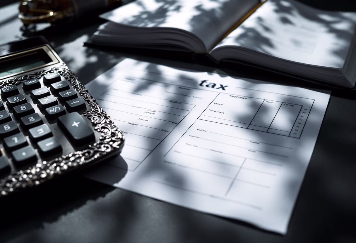 image of tax forms and calculator