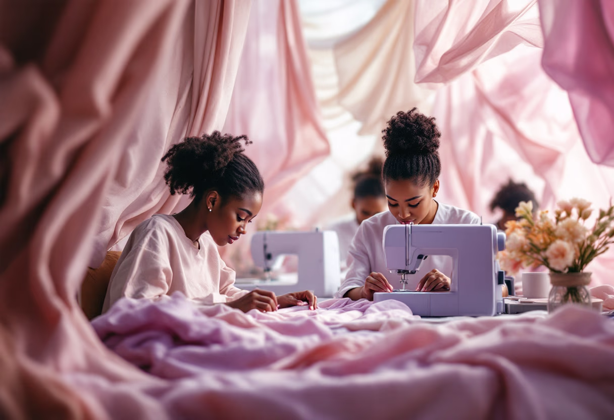 image of sewing class in session