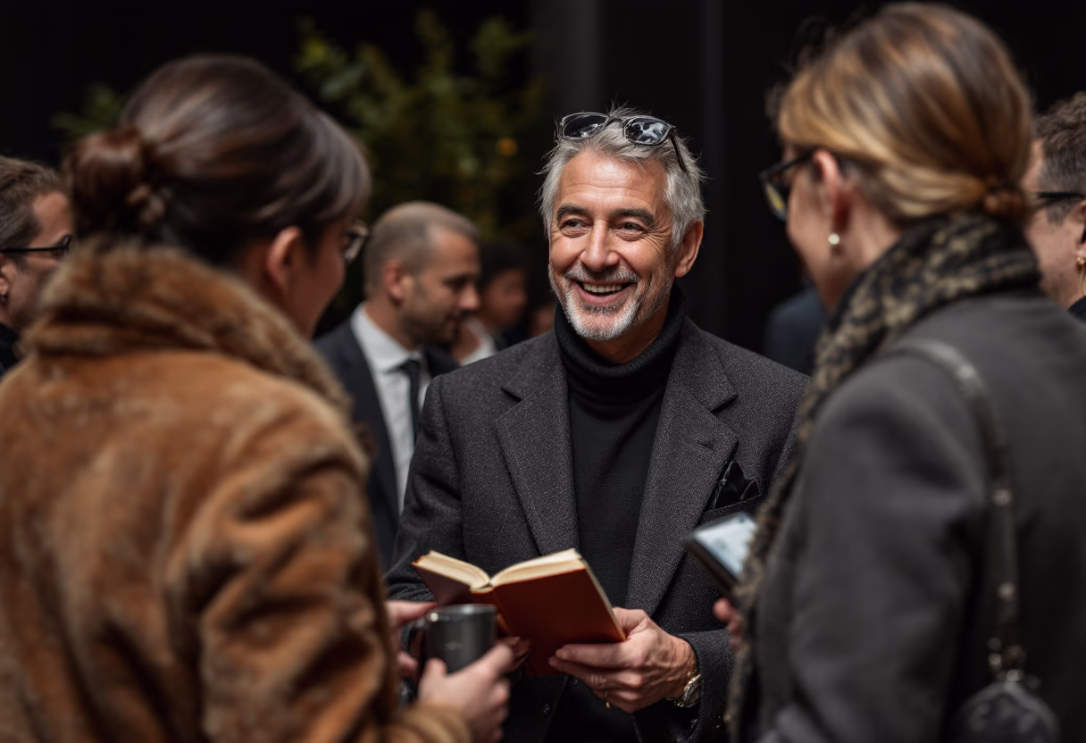 image of author networking post-event